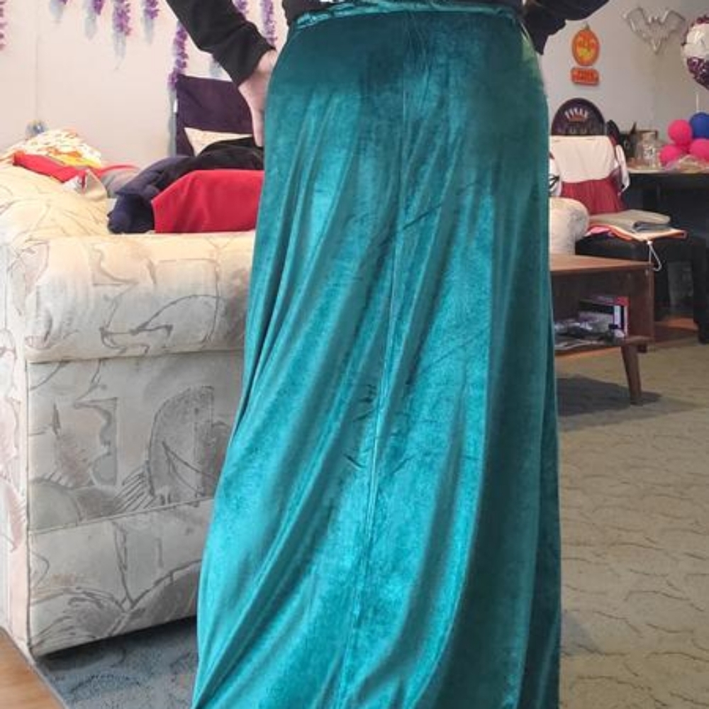 NWOT Green Velvet Maxi Skirt (L) - Picture 4 of 6
